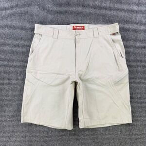 Simms Fishing Shorts Mens XL Tan Nylon Spandex Stretch Cargo Utility Hiking Fish